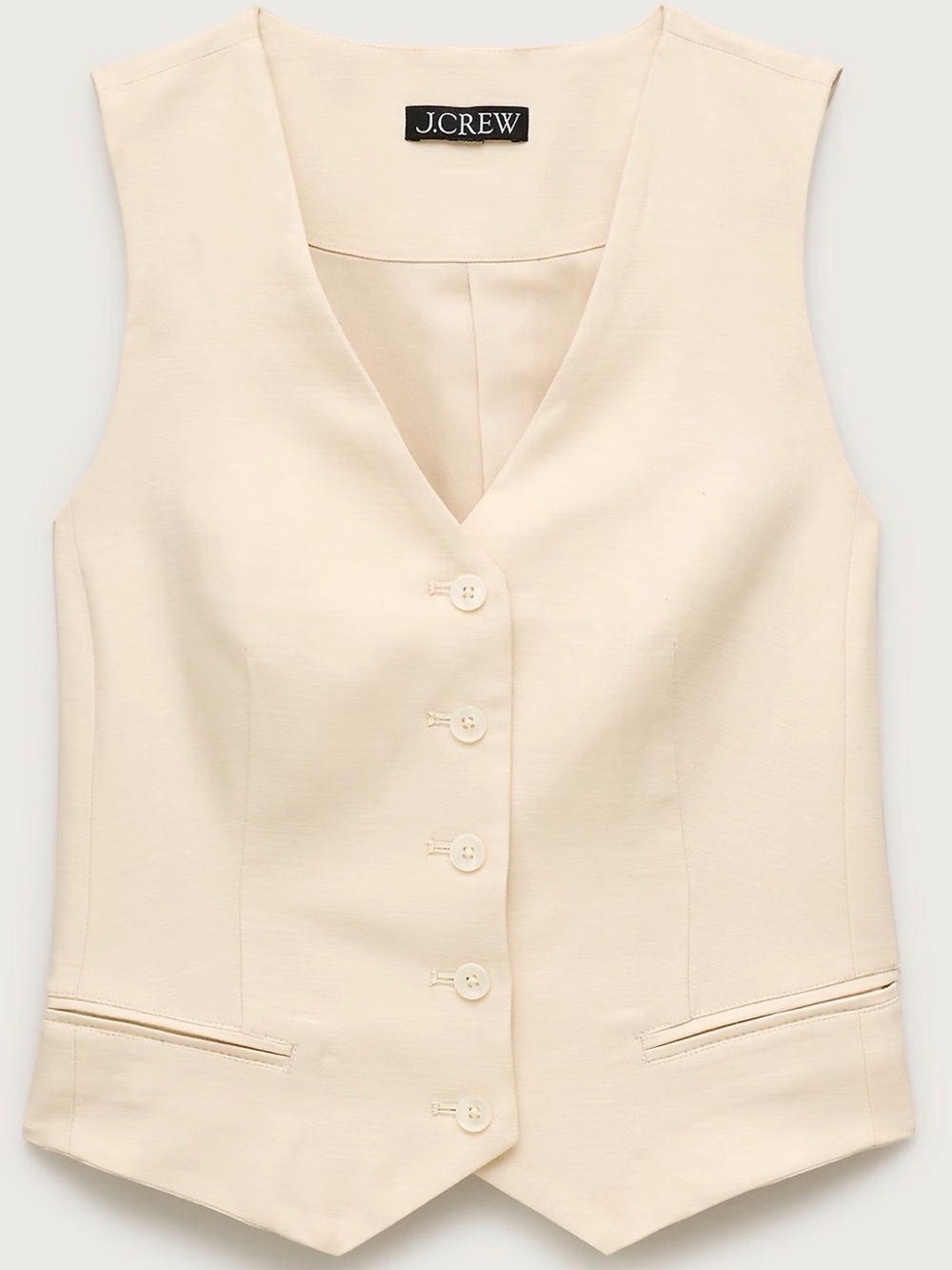 NWT J.Crew Shrunken V-neck Vest in Gramercy Linen Blend